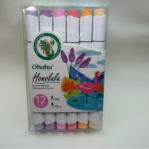 🎨 Ohuhu Honolulu Pastel Alcohol Markers – 12 Colors, Dual Tip (Brush & Chisel)